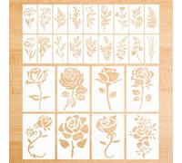 26 piezas plantillas para pintar flores, plantillas para hacer tarjetas, plantillas para pintar manualidades, plantillas de flores y hojas, plantillas reutilizables