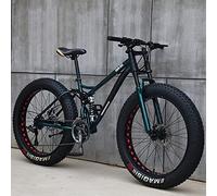 26 Pulgadas Bicicletas de Montaña, 24 Velocidades Bicicleta MTB Bikes de Fat Tire para Adultos, Marco de Acero de Alto Carbono Doble Suspensión Completa Doble Freno de Disco
