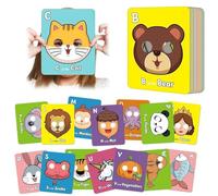 26 Tarjetas Didácticas del Alfabeto ABC con Máscaras De Animales, Aprende Letras, Tarjetas Coloridas con Máscaras del Alfabeto ABC, Juegos Educativos Interactivos(1 Set)