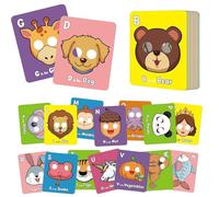 26 tarjetas flash ABC del alfabeto con máscaras de animales, coloridas tarjetas de aprendizaje para estudiantes preescolares, tarjetas flash educativas interactivas para reconocimiento de letras (1