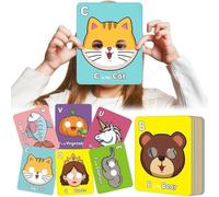 26 tarjetas flash del alfabeto ABC con máscaras de animales, tarjetas coloridas de máscara del alfabeto, juegos educativos interactivos, letras gigantes ABC caras de animales, tarjetas de aprendizaje
