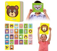 26 tarjetas flash del alfabeto ABC con máscaras de animales, tarjetas coloridas de máscara del alfabeto, tarjetas educativas, juegos educativos interactivos, letras de aprendizaje, frases en inglés