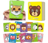 26 tarjetas flash del alfabeto ABC con máscaras de animales, tarjetas coloridas de máscara del alfabeto, juegos educativos interactivos, letras de aprendizaje, frases en inglés