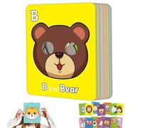 26 Tarjetas Flash del Alfabeto ABC con máscaras de Animales, Tarjetas de máscara del Alfabeto, Tarjetas de Animales, Juegos educativos interactivos, Letras de Aprendizaje (1 Juego, 1)