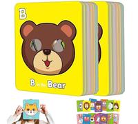 26 Tarjetas Flash del Alfabeto ABC con máscaras de Animales, Tarjetas de máscara del Alfabeto, Tarjetas de Animales, Juegos educativos interactivos, Letras de Aprendizaje (2 Juegos, 1)