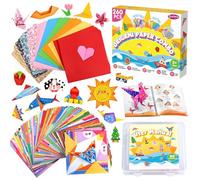 260 hojas de papel de origami, juego de origami para niños de 6 a 12 años con 99 patrones y libro de guía, kits de manualidades de papel plegable, suministros para niños y niñas, juguetes, avión de