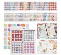 2600 pegatinas Washi de acuarela pastilla pegatinas coloridas autoadhesivas, gometers autoadhesivos, redondos, washi, etiquetas redondas para scrapbooking Calendarios agendas memo (8 mm,15 mm)