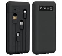 26800mah Power Bank con 4 Cable Integrado,22.5W bateria Externa Carga rapida, batería portátil USB C Powerbank con luz LED & Soporte,Cargador portátil para iPhone 16-11 Samsung Xiaomi moviles,Black