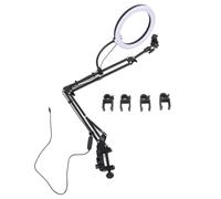 26cm Ring Light Overhead Phone Mount Flexible Adjustable 30 Lighting Options 360° Shadow Illumination for Beauty Cooking Live Streaming Aluminum Alloy Plastic 35cm Arm