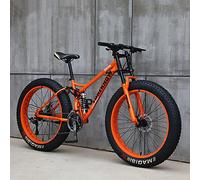 26Inch Mountain Bikes, Adult Fat Fat Tire Mountain Trail Bike, 27 Speed Bicycle, High-carbon Steel Frame Full Suscpenion Dual Disc Disc Brake, 4.0 pulgadas de celo Thick Mountain Snow Beach Bkes