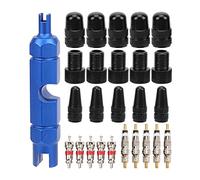 26Pcs Cycling Valve Core Set | US & French Valve Core Adapter for Cycling & Car Tires | No Leak Caps with Sealing Ring | Includes Removal Tool