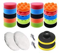 26PCS Kit de Almohadillas de Pulido, 22pcs 80 mm (3 inch) Esponja Pulir para Coche, Almohadillas de Pulidor de Esponja, Almohadilla de Pulido de Lana y Adaptador M10 para Pulidor y Depilación