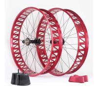 26x4.0''/4.9" Fat Bike Ruedas Delanteras Y Traseras 150 * 15mm/197 * 12mm Eje Pasante Juego De Ruedas con Freno De Disco para Bicicletas De Nieve/Playa, Casete De 8-12 Velocidades(Rot)