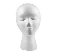 27,5 x 52 cm, cabeza de maniquí hembra de espuma (poliestireno) expositor para gorra, auriculares, accesorios para el cabello y pelucas, espuma de maniquí