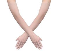 27.6inch Mujeres Guantes Elástico de Tul Transparente - Longitud del Codo para Halloween, Cosplay, Ópera, Boda, Despedida de Soltera, Prom (Champagne)