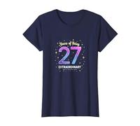 27 años de ser extraordinario Regalo de cumpleaños Camiseta, Mujer, Azul Marino, XXL