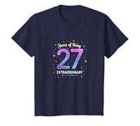 27 años de ser extraordinario Regalo de cumpleaños Camiseta, Niños, Azul Marino, 2 años