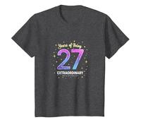 27 años de ser extraordinario Regalo de cumpleaños Camiseta, Niños, Jaspeado Oscuro, 8 años