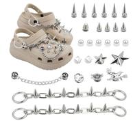 27 dijes góticos para zapatos, compatibles con Crocs, accesorios de remache punk de aleación de alta calidad para zuecos, kit de decoración de cadena de tachuelas duradero para mujeres y hombres