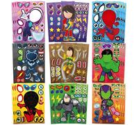 27 piezas de pegatinas DIY, pegatinas faciales DIY para héroes de anime, regalos para niños, pegatinas de anime, bolsas de fiesta, bolsas de regalo,motos, álbumes de recortes, monopatines