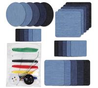 27 Piezas Jeans Parches Termoadhesivos Set, 25 Parches para Ropa con 2 Kit de Costura, Parches Ropa, Parche Termoadhesivo para Vaquera Reparación Agujeros Decoración