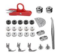 27 Piezas Kit Accesorios Máquina de Coser Industrial, Juego Universal de Piezas para Máquinas de Coser Industriales con Canillas, Carretes y Prensatelas para Trabajos Pesados