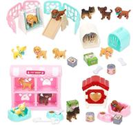 27 Piezas Mini Figuras de Perros Realistas, Juego de Figuras de Perro Miniatura, Accesorios Casa de Muñecas Miniatura Tobogán Miniatura Columpio Miniatura Perrera para Decoración de Micro Paisaje