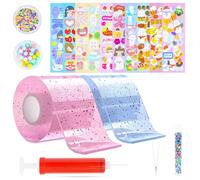 27 Piezas Nano Tape Bubble, Nano Art Bubbles Set, Magia Cinta de Burbujas Soplable, Divertida Cinta de Burbujas, Burbujas de Cinta Nano, DIY Craft Kit con Purpurina, Lentejuelas, Pegatinas, Pajitas
