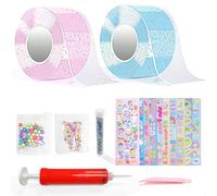 27 Piezas Nano Tape Manualidades Luz Nocturna, Reutilizable Nano Tape Bubble Kit, Elástico Nano Art Bubbles Set, Divertida Cinta de Burbujas con Lentejuelas, DIY Nano Craft Kit para Adultos