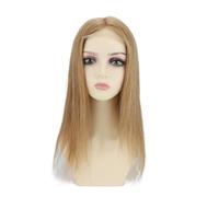 #27 Topper de cabello humano rubio miel for mujeres con clips, base de piel de seda con postizos frontales de encaje(16 inch)