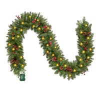 270 cm Guirnalda de Navidad Decoración Led para Árbol Artificial Premium 100 Luces LED Y Piñas Naturales Conectable A Más Guirnaldas