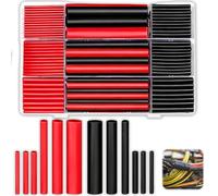 270 Tubos Termoretractil para Cables 3:1, Doble Pared Impermeable Funda Termoretractil con Pegamento, Rojo Negro Tubo de Encogimiento de Calor, para Reparación de Cables Aislamiento Eléctrico