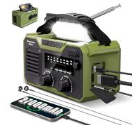 27000mAh Radio Emergencia, FM/Am Radios Solar y Recargable con Bluetooth 5.3/Alarma SOS/Brújula/Linterna, Radio De Dinamo para La Preparación Al Aire Libre para Desastres Naturales (Verde)