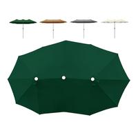 Ø270cm Toldo De Recambio para Sombrilla Gris/Verde, Sombrilla Playa Antiviento Tela De Repuesto 12 Costillas, Tres Cabezas Impermeable Cubierta De Repuesto, Almacenamiento Plegable(Green)