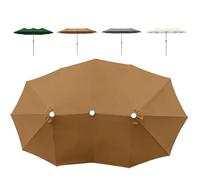 Ø270cm Toldo De Recambio para Sombrilla Gris/Verde, Sombrilla Playa Antiviento Tela De Repuesto 12 Costillas, Tres Cabezas Impermeable Cubierta De Repuesto, Almacenamiento Plegable(Brown)