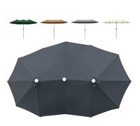 Ø270cm Toldo De Recambio para Sombrilla Gris/Verde, Sombrilla Playa Antiviento Tela De Repuesto 12 Costillas, Tres Cabezas Impermeable Cubierta De Repuesto, Almacenamiento Plegable(Gray)