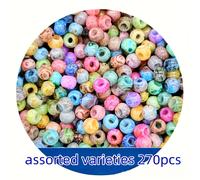 270pcs Cuentas de Vidrio de Semilla de Flores Multicolor Mezcladas Aleatoriamente de 4Mm, Muy Adecuadas para Artesanía de Joyería, Pulseras, Surtidos de Cuentas para Hacer Collares