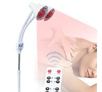 275 W Lámpara de infrarrojos, lámpara térmica de doble cabeza, lámpara infrarroja, soporte de lámpara infrarroja con soporte, ruedas y brazos flexibles para terapia, alivio rápido del dolor muscular