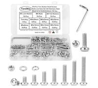 276 Piezas Tornillo y Tuercas y Arandelas M5 Tornillos Torx Cabeza Redonda, Tornillos de Máquina Cabeza Alomada, Métricos Rosca Completa Acero inox 304 con 1 T25 llave.