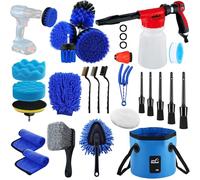Kit de Limpieza de Lavado de Coche de 27 Piezas con Pistola de Espuma, Kit de Detalles de Coche, Herramientas de Suministros de Detalles de automóviles con Juego de cepillos de Taladro de Rueda, Kit