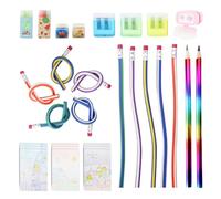 27pcs Einschulung Geschenk,Spitzer Biegebleistifte Kinder Radigummimi Kinder Gastgeschenk Kindergeburtstag Bleistifte Kinder mitgebsel Schulanfang MäDchen Schulbedarf Schreibwaren Set Notizbuch