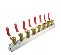 27x36mm 1/2" Female 2 3 4 5 6 7 8 9 10 Ways Solid Aluminum Air Manifold Block Splitter With Ball Valve(8 Way 10 Port)