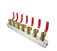 27x36mm 1/2" Female 2 3 4 5 6 7 8 9 10 Ways Solid Aluminum Air Manifold Block Splitter With Ball Valve(7 Way 9 Port)