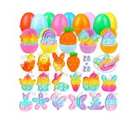 28+28pcs Easter Basket Stuffers Easter Eggs with Fillers Pop Keychains, Easter Gifts for Kids Toddlers, Easter Tree Decorations Indoor Outdoor for Spr