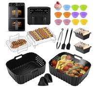 28 bandejas para freidora de aire de silicona Philips Airfryer Serie 4000 doble cesta vertical de 10 l, accesorios para COSORI 10 L, silicona contenedores para Emphsism 10 L, Ninja 10,4 L