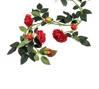28 cabezas de flores artificiales de peonía vides de 2 m de longitud para elegante y encantadora decoración del hogar (rojo)