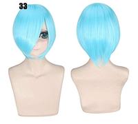 28 colores 30 cm corto fiesta de disfraces cosplay peluca negro blanco púrpura azul amarillo fibra resistente al calor pelucas universales flequillo peluca 33