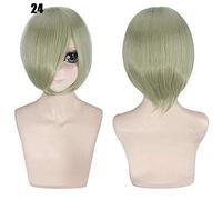 28 colores 30 cm corto fiesta de disfraces cosplay peluca negro blanco púrpura azul amarillo fibra resistente al calor pelucas universales flequillo peluca 24