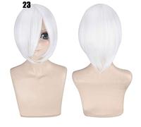 28 colores 30 cm corto fiesta de disfraces cosplay peluca negro blanco púrpura azul amarillo fibra resistente al calor pelucas universales flequillo peluca 23