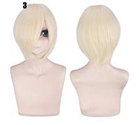 28 colores 30 cm corto traje fiesta cosplay peluca negro blanco púrpura azul amarillo fibra resistente al calor pelucas universales flequillo peluca 3